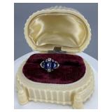 10K WG Ladies Simulated Sapphire & Diamond Ring