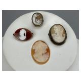 2 Left Facing, Rebecca at the Well Cameo Pins