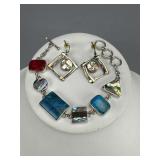 Sterling Sandy Baker Signed Bracelet & Earrings