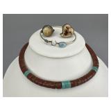 Sterling Rings, Bangle Bracelet & Heishi Necklace