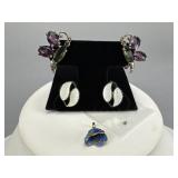 Sterling Butterfly, D-A Norway Earrings & Charm