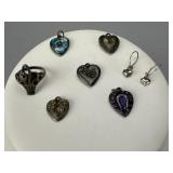 Sterling Charms, Ring, Earrings, c. 1890-1930