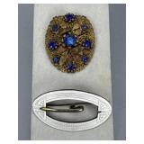 Antique Sterling Sash Pin & Victorian Sash Clip