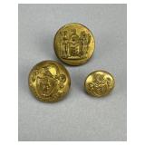 3 Civil War era MA & NJ Military Uniform Buttons