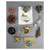 Gold Silver Tone Rhinestone Brooches & Pins