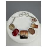 Sterling Sandy Baker Signed Toggle Clasp Bracelet