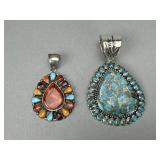 Sterling Turquoise Spiny Shell Cabochon Pendants
