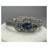 Silver Sarda Mystic Topaz Filigree Bangle Bracelet