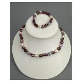 Cultured Freshwater Pearl Necklace Bracelet Set