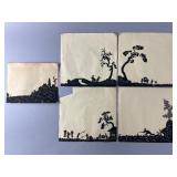 Five Black Silhouette Paper Cuttings
