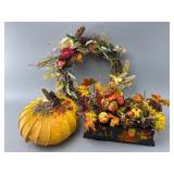 Fall-Themed Decorative Wreath, Centerpiece, and Pu