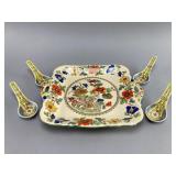 Masonï¿½s Ironstone Plate & 4 Chinese Spoons