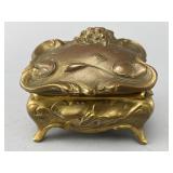 Art Nouveau-Style WB Mfg Co. Gilded Jewelry Box
