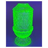 Wilkerson Green Vaseline Glass Fairy Lamp