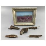 Framed Tractor Photo and Corn Huskers