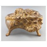 Ornate Gold-Tone Decorative Jewelry Box