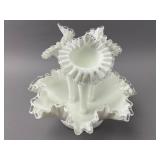 Fenton Milk Glass Epergne with Crimped Edges
