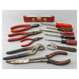 Hand Tools Lot Including Pliers, Wrenches, and Scr