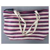 Striped Tote Bag With Pink Lining