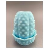 Fenton Blue Hobnail Glass Fairy Lamp