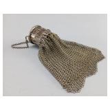 Silver Metal Mesh Coin Purse with Chain Handle
