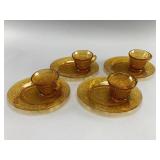 Indiana Amber Tiara Glass Sandwich Cups and Plates