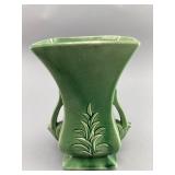 McCoy Green Ceramic Vase with Relief Design
