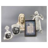 Ceramic Figurines, Mug, Bell, and Framed Verse