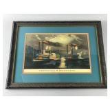 Framed Print ï¿½A Midnight Race on the Mississippiï¿½