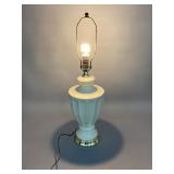White Ceramic Table Lamp with Brass Base
