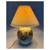 Stoneware Pottery Lamp with Pleated Shade