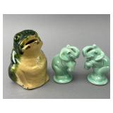 Ceramic Frog Figure and Elephant Shakers