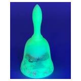Hand-Painted Uranium Glass Bell with Winter Scene