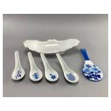 Porcelain Serving Dish with Decorative Spoons