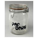 Glass Popcorn Jar with Wire Clamp