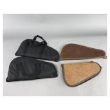 4 Pistol Sleeves: 2 Canvas, 2 Leather/Fabric