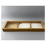 Wooden 3-Compartment Display Case w/ Glass Lid