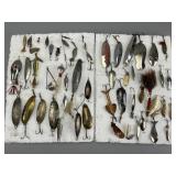 50 Vintage Fishing Lures, Marked & Hair Accents