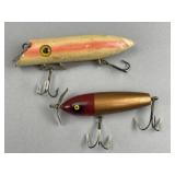 Pair of Vintage Wooden Fishing Lures, 1920s-40s