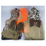 Hunting Gear Lot: 2 Vests, 2 Shirts, Gloves