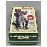 Remington Gallery Tin W/ .22 Ammo & Playing Cards