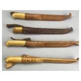 4 J. Marttiini Knives with Sheaths, Finland
