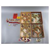 Vintage Wooden Game Boards w/ Pieces