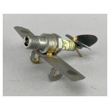 Handmade Spark Plug Plane Sculpture, 5" Wide