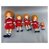 Lot of 5 Annie Dolls, Knickerbocker/Fun World