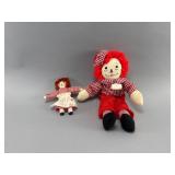 Pair of Raggedy Ann & Andy Cloth Dolls, 7-14in