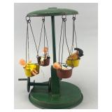 Tin Wind-Up Carousel Toy w/ Dolls, 9.5" Tall
