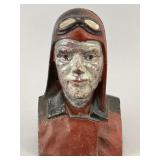 Vintage Cast Iron Aviator Coin Bank