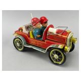 Vintage Tin Fire Truck Wind-Up Model, 10"