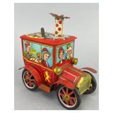 Vintage Tin Wind-Up Circus Car, 5.5" Tall